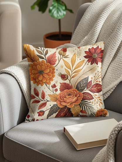 Autumn Floral Decorative Throw Pillow for Home Decor