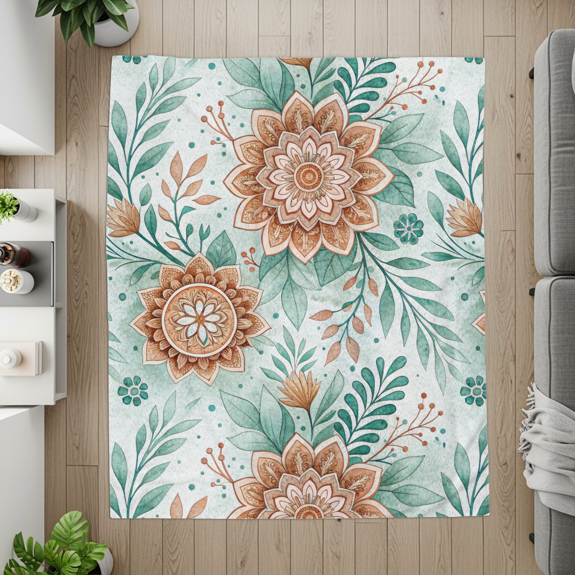Rustic Florals Green Teal and Brown Botanical Design - Walk Greener