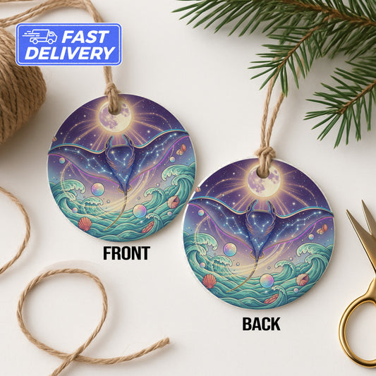 Mystical Marine Ray Artwork Double Sided Ornament product