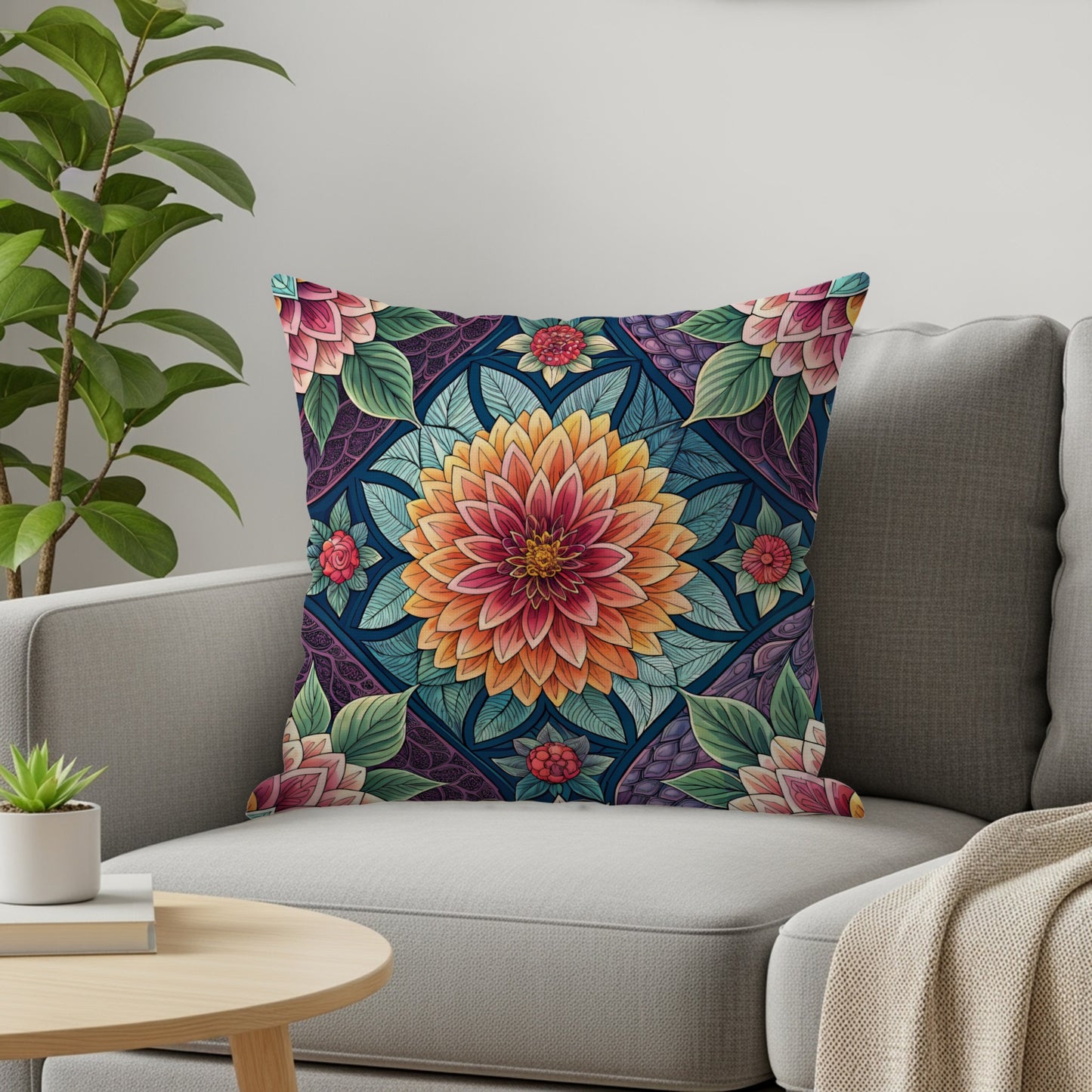 Colorful Flower Garden Seamless Pattern Floral Throw Pillows - Walk Greener