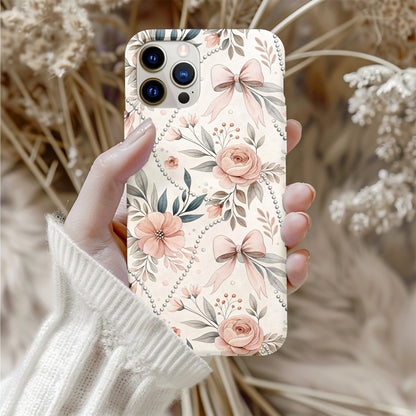 Elegant Floral and Bow Design Protective Phone Case