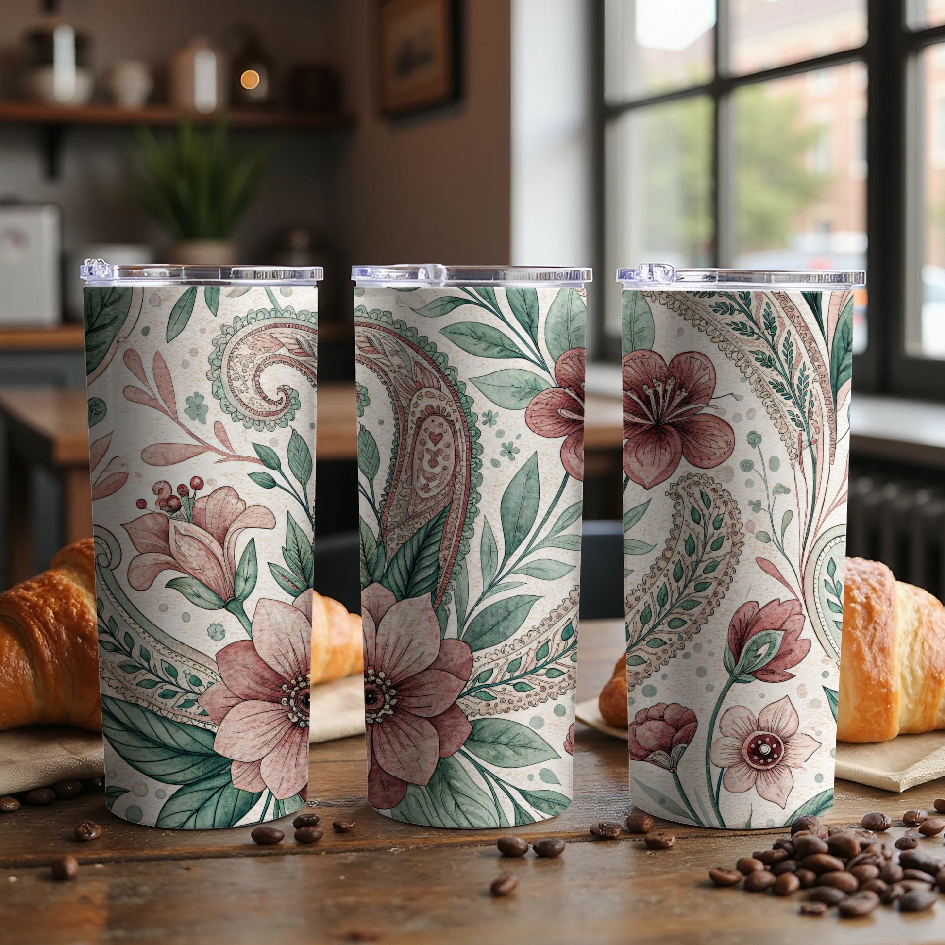 Floral and Paisley Delight Design 20 oz Skinny Tumbler - Walk Greener