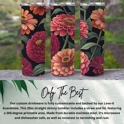 Floral Design 20oz Straight Skinny Tumbler Drinkware
