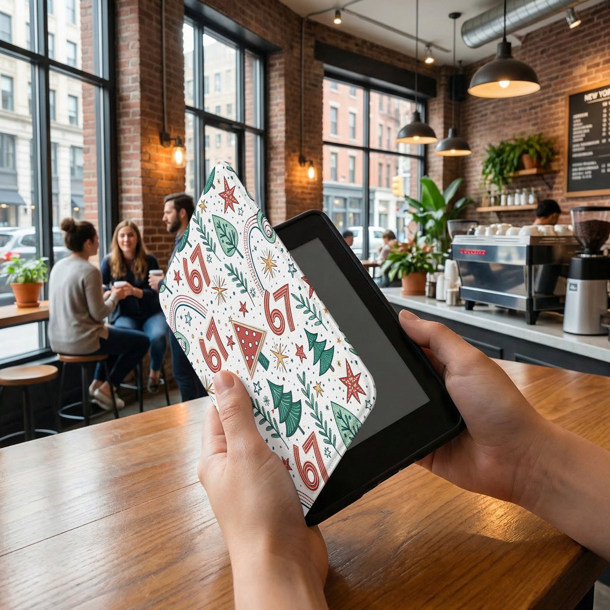 Holiday Themed Tablet Cover with Festive Designs