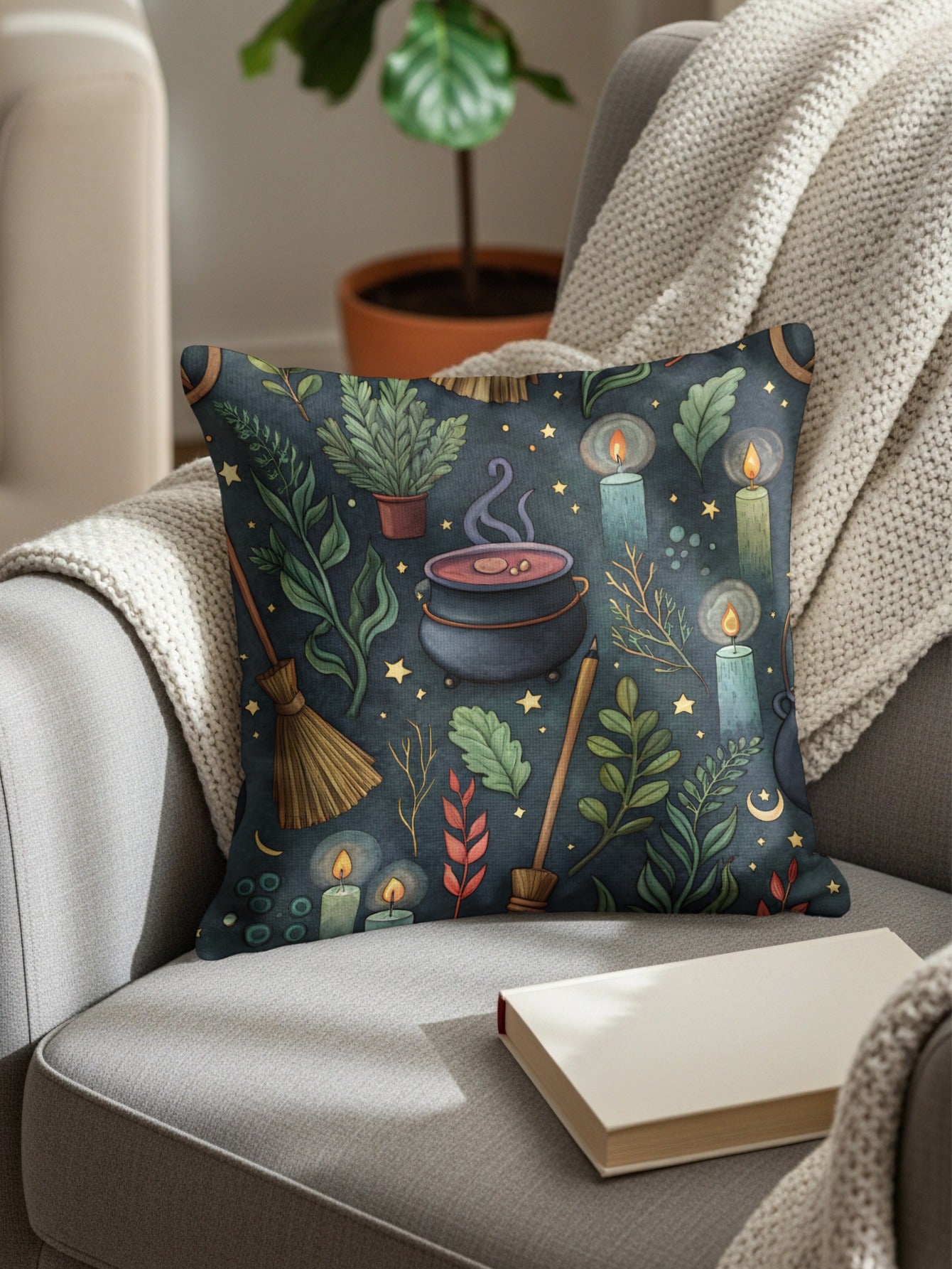 Magical Witchy Home Decor Throw Pillow for Cozy Spaces