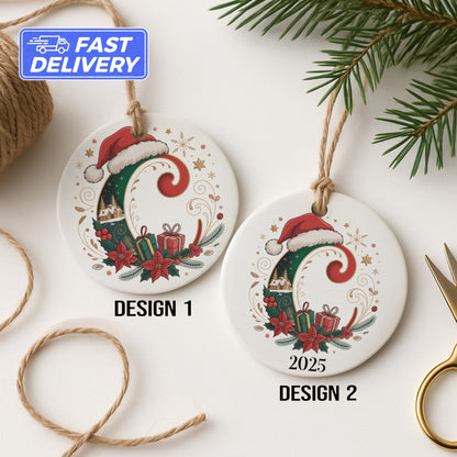 Personalized 2025 Santa Hat Christmas Ornament product type