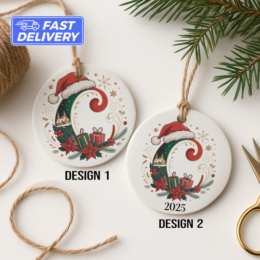 Personalized 2025 Santa Hat Christmas Ornament product type