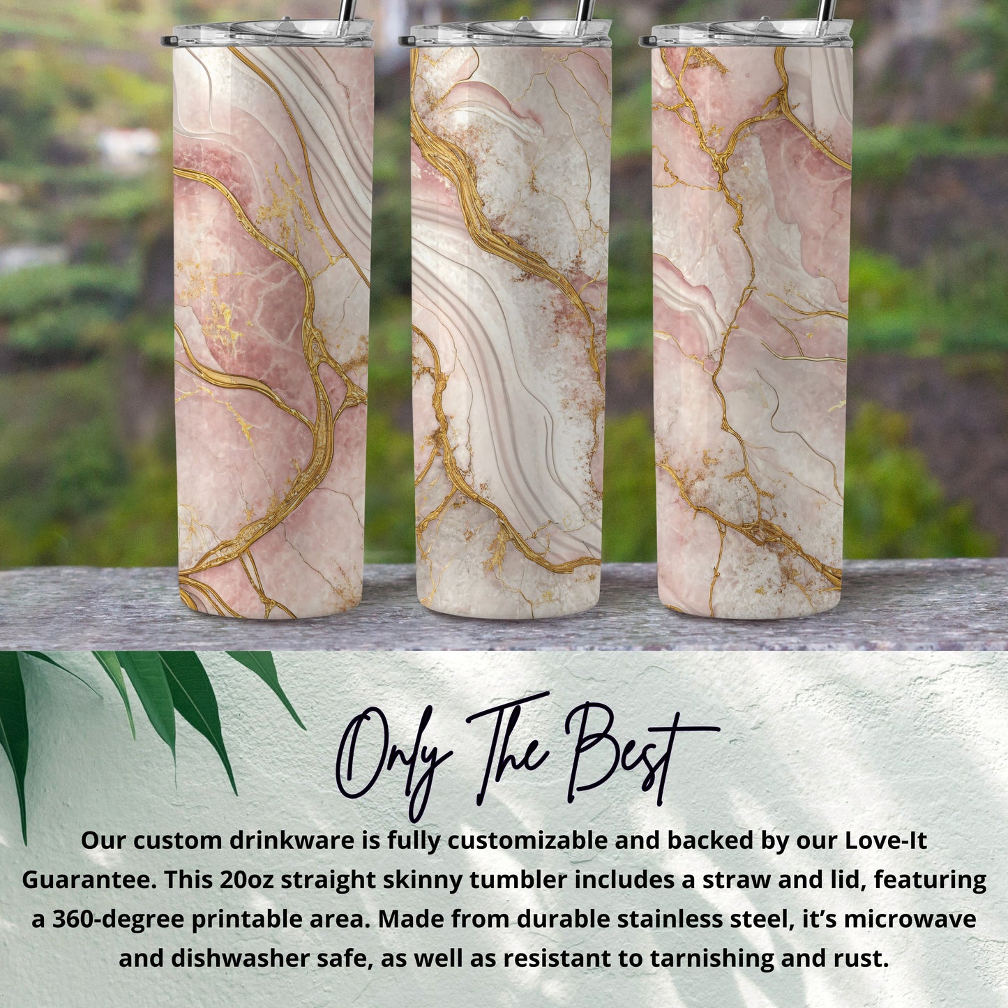 Stylish Marble Gold Pattern 20oz Skinny Tumbler