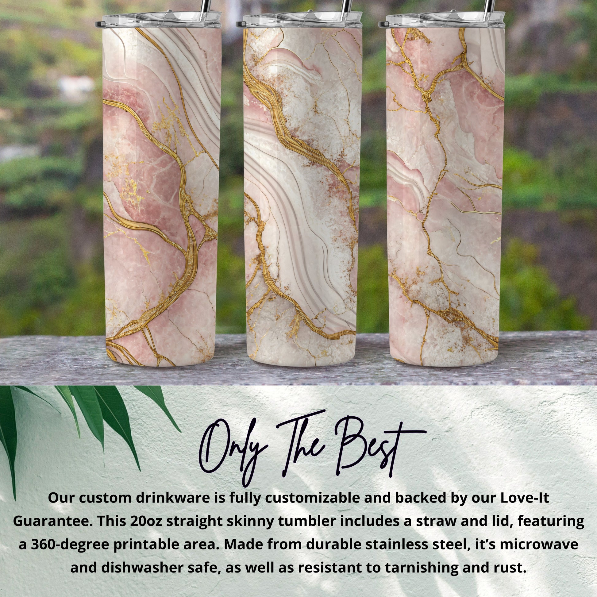 Stylish Marble Gold Pattern 20oz Skinny Tumbler