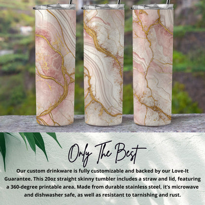 Stylish Marble Gold Pattern 20oz Skinny Tumbler