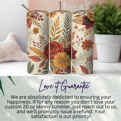 Floral Patterned Custom 20 oz Skinny Tumbler