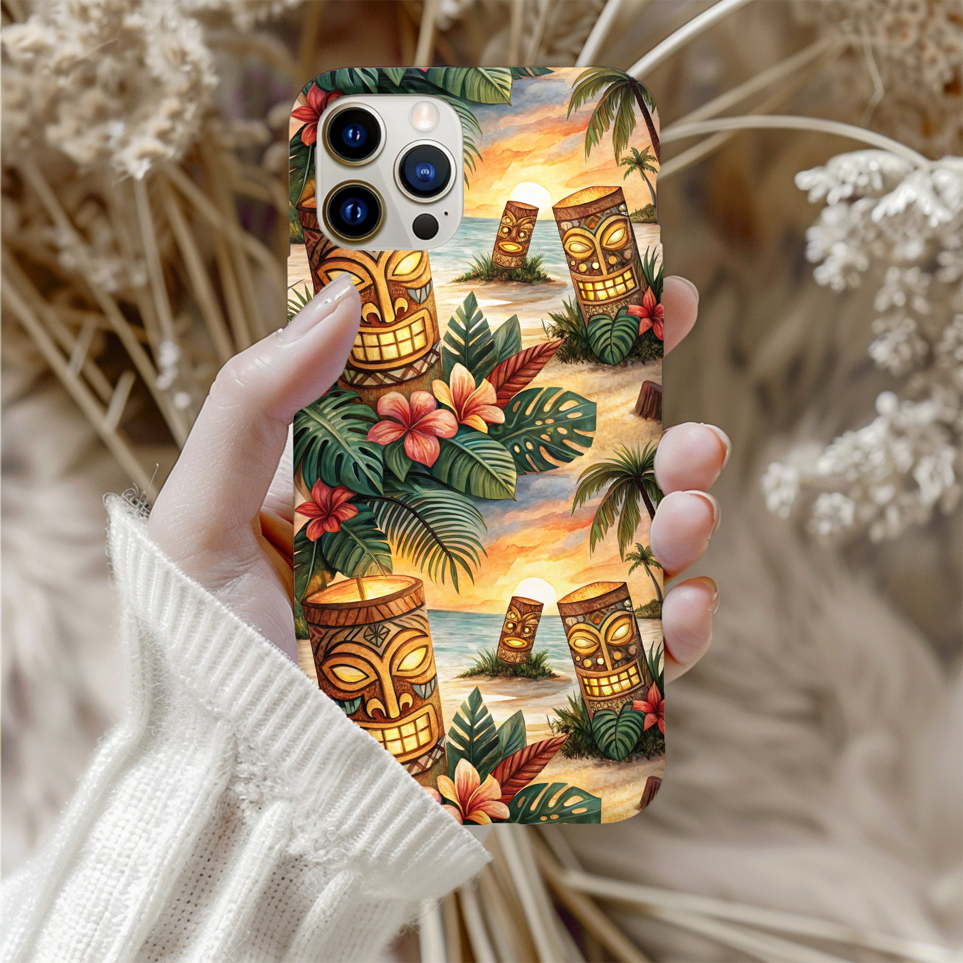 Tropical Tiki Idols Custom Beach View Phone Case - Walk Greener
