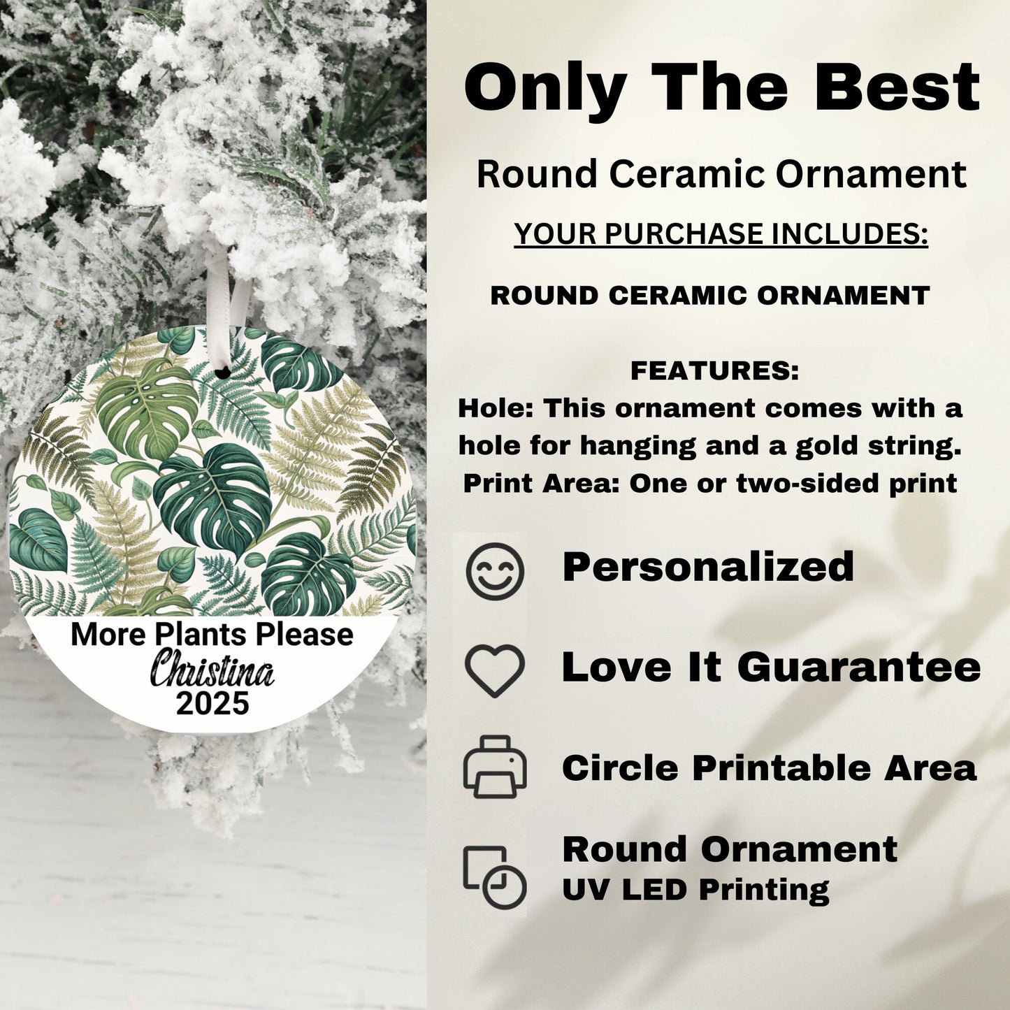 More Plants Please Round Ceramic Ornament product