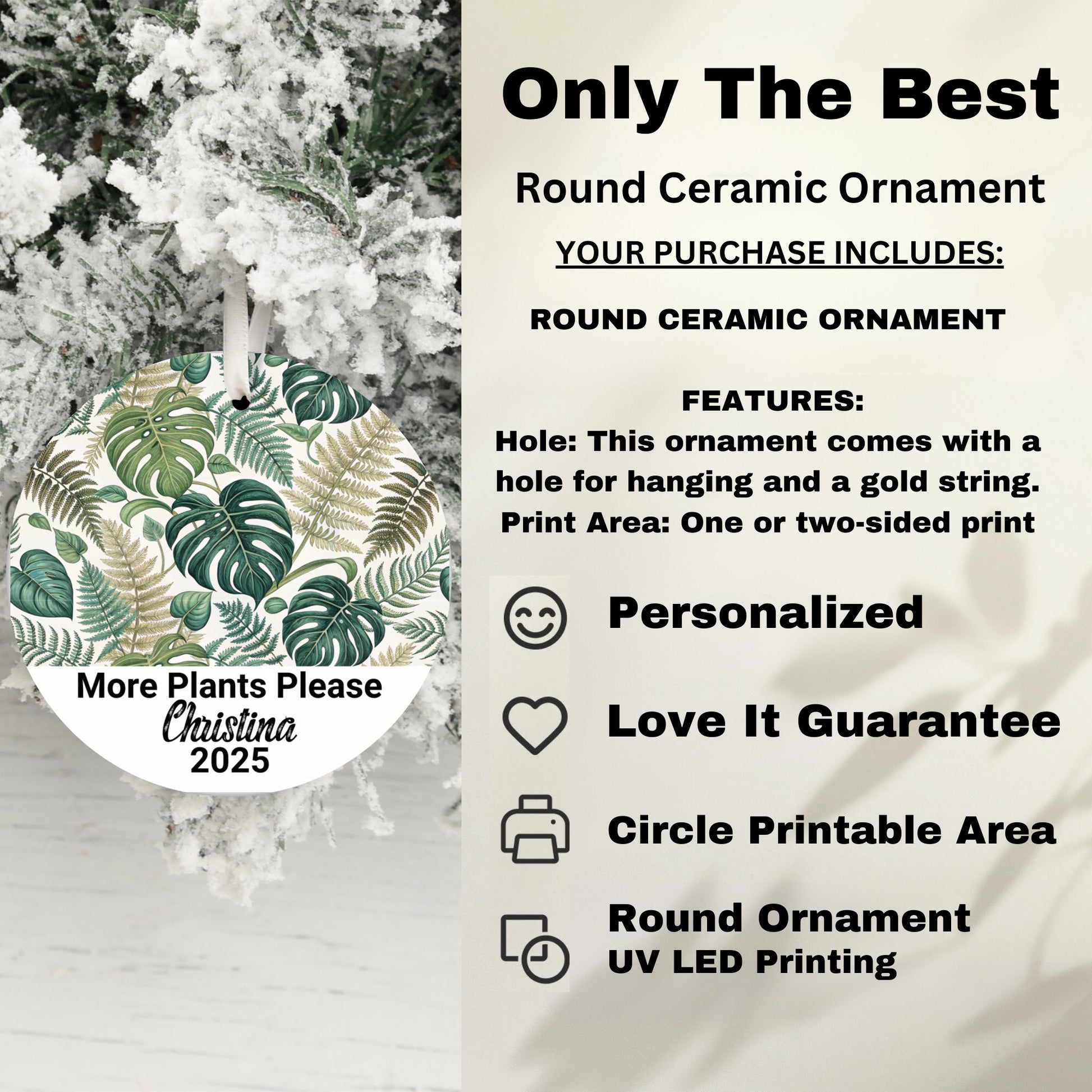 More Plants Please Round Ceramic Ornament product