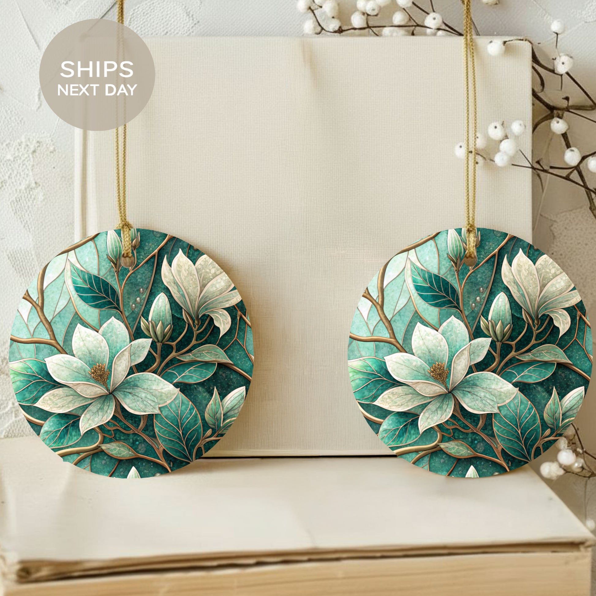 Elegant Floral Design Round Hanging Ornament Decoration