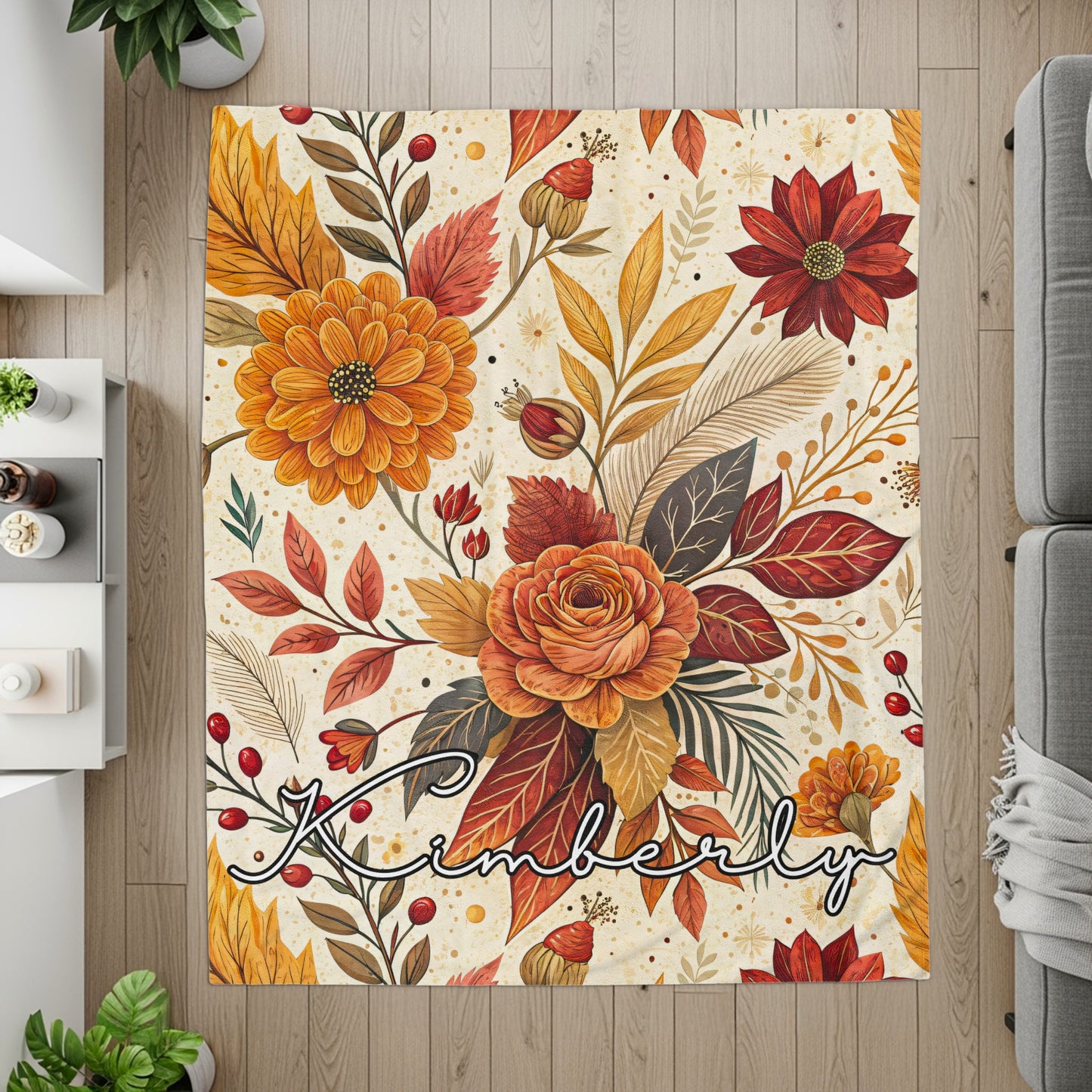 Personalized Autumn Floral Kimberly Area Rug