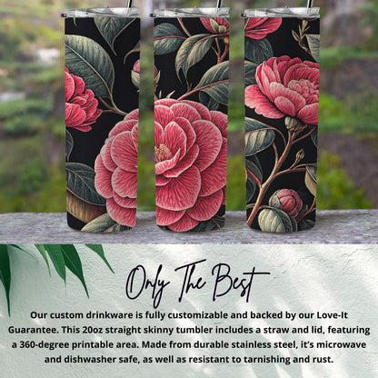 Beautiful Floral Design Insulated Skinny Tumbler Cup
