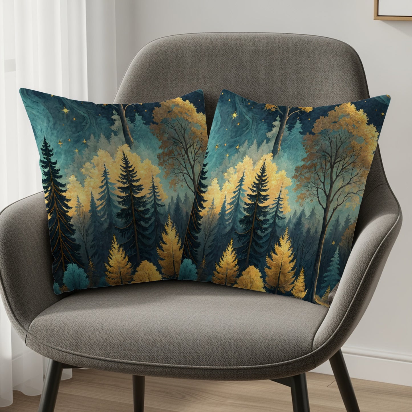 Scenic Forest Design Decorative Cushion Pillow Set