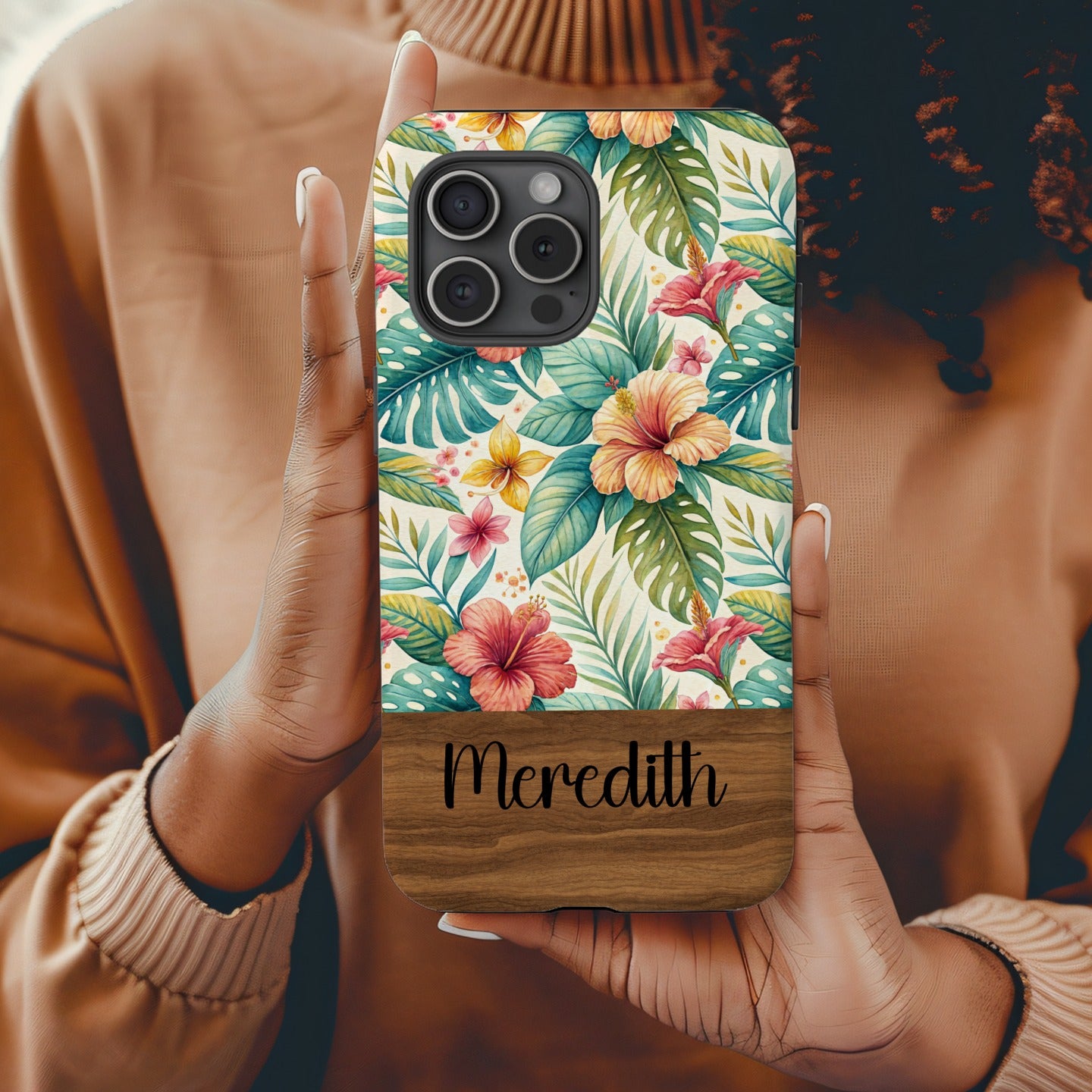 Personalized Tropical Flowers Meredith Phone Case