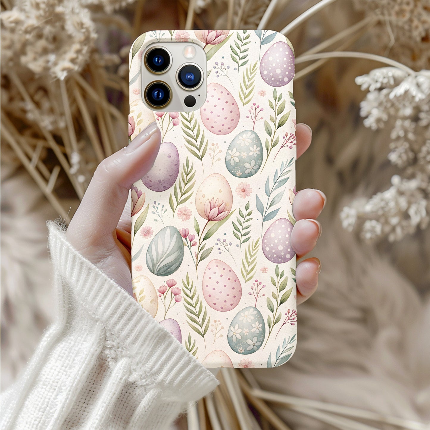 Floral Easter Egg Pattern iPhone Case