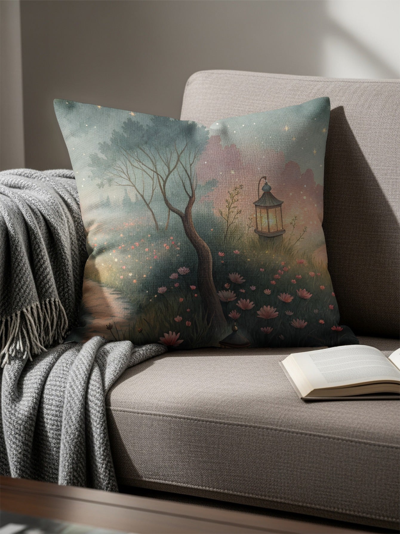 Enchanted Garden at Dusk Decorative Pillow Product
