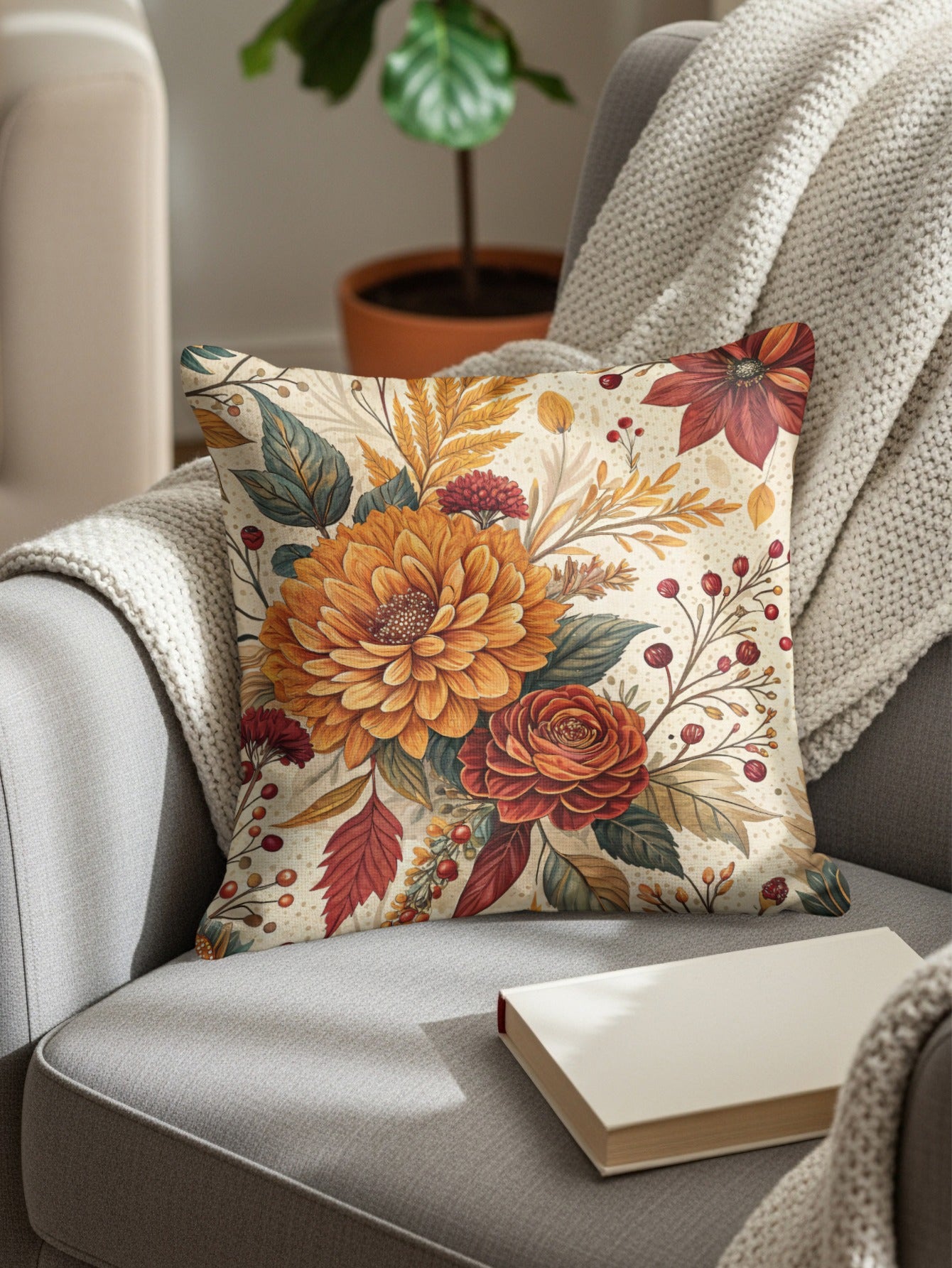 Vibrant Floral Design Decorative Pillow for Home Decor