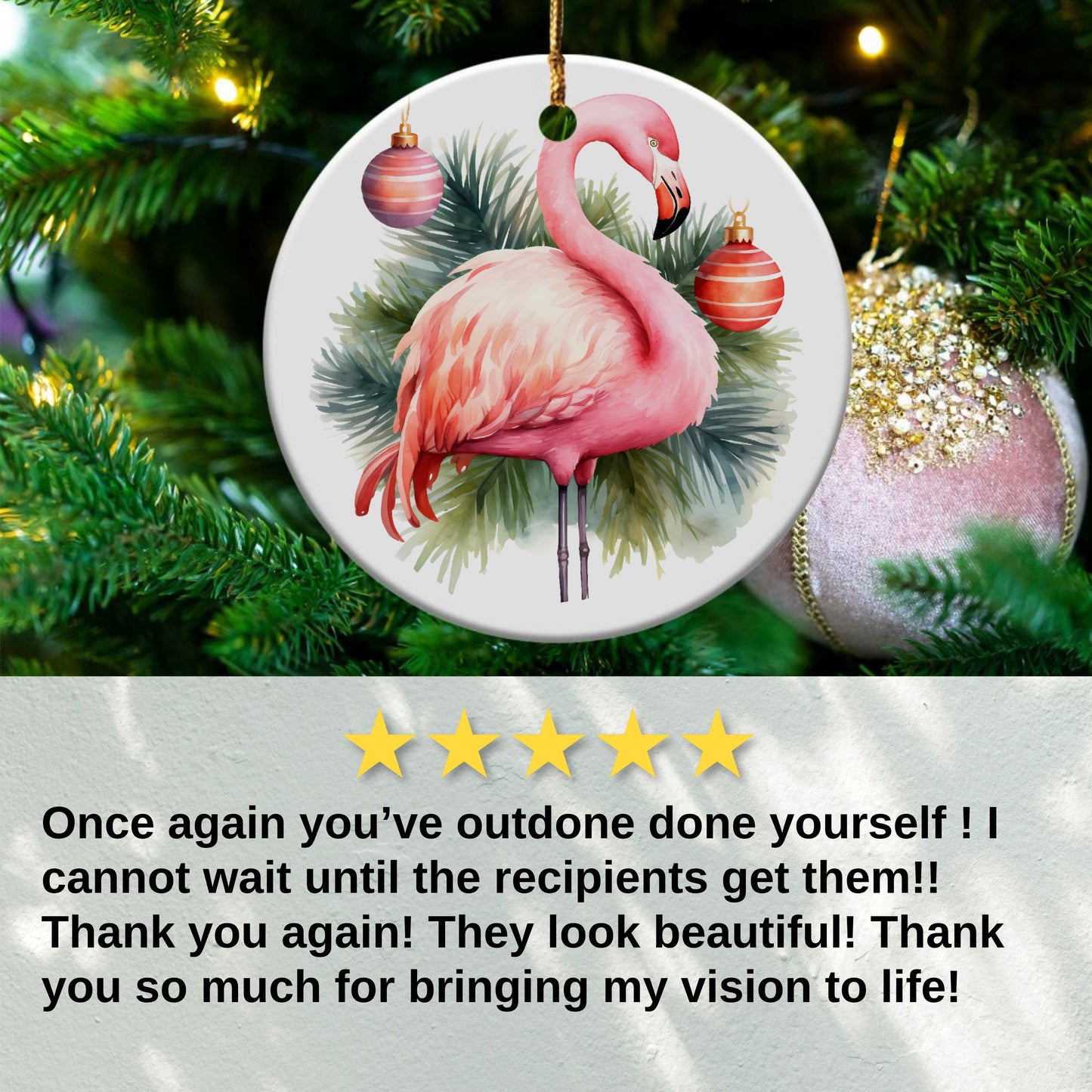 Pink Flamingo Christmas Tree Ornament product type