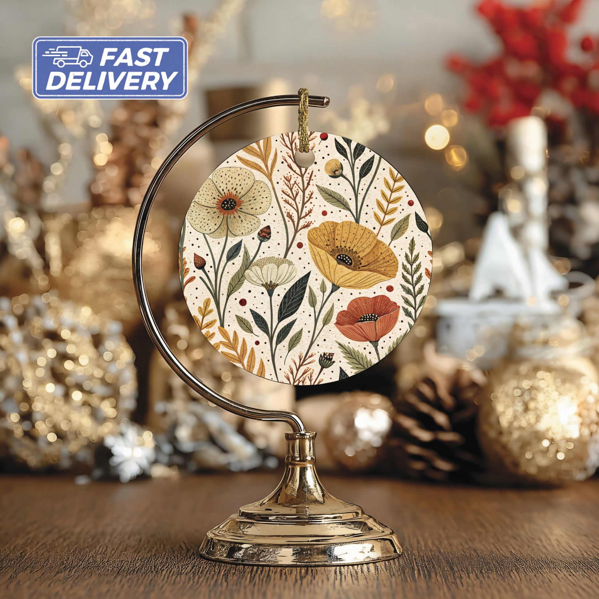 Floral Festive Ornament for Christmas Tree Decoration
