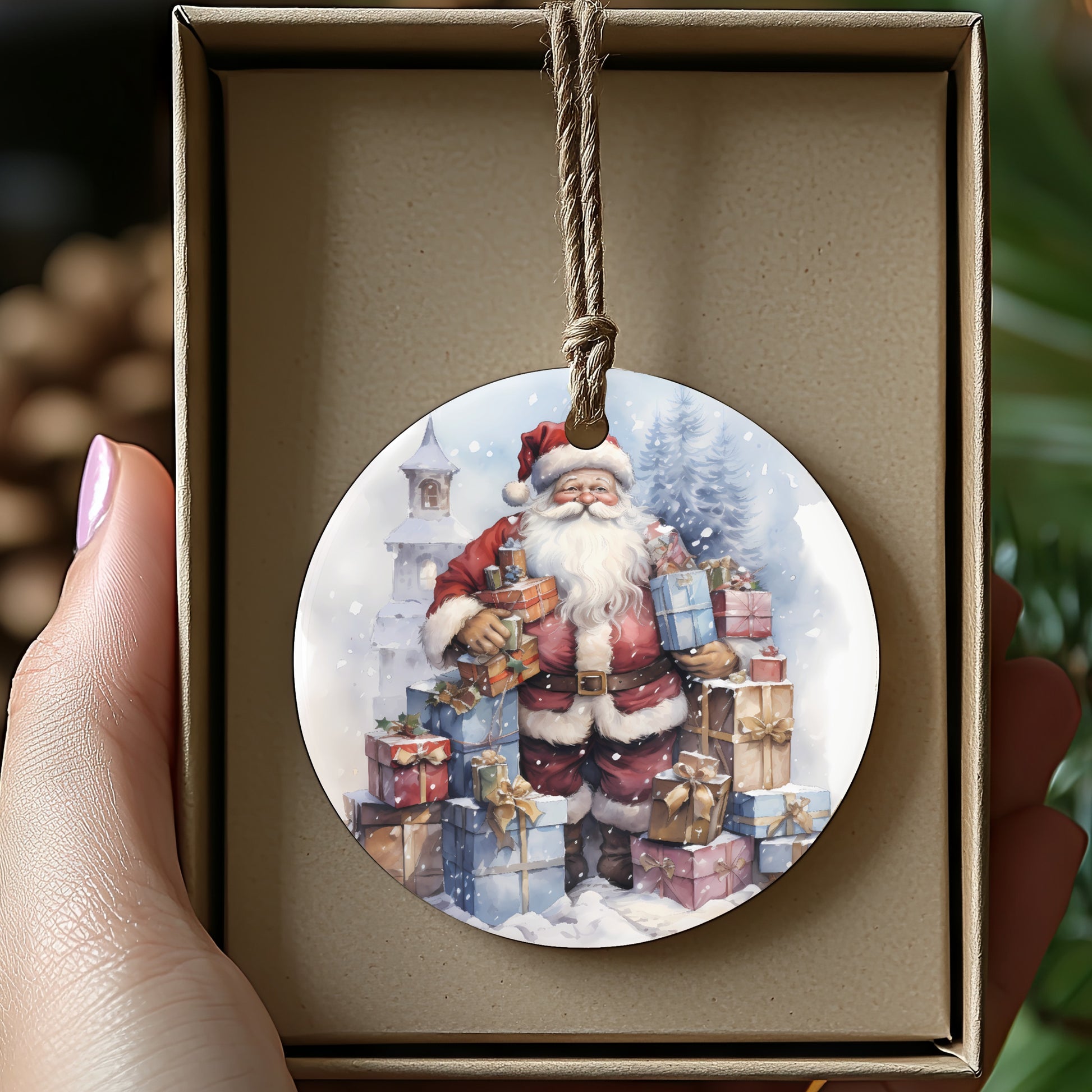 Santa Claus Holding Gifts Christmas Ornament product