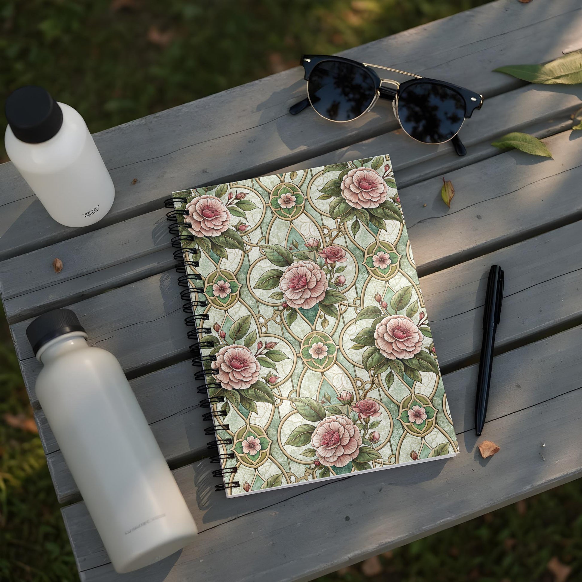Vintage Floral Design Spiral Notebook for Daily Journaling