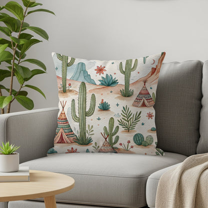 Desert Dreams with Teepees and Cacti Watercolor Style Pillows & Pillow Cases - Walk Greener