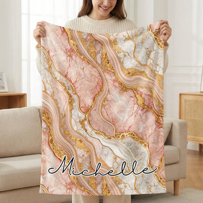 Michelle Pink and Gold Marble Blanket