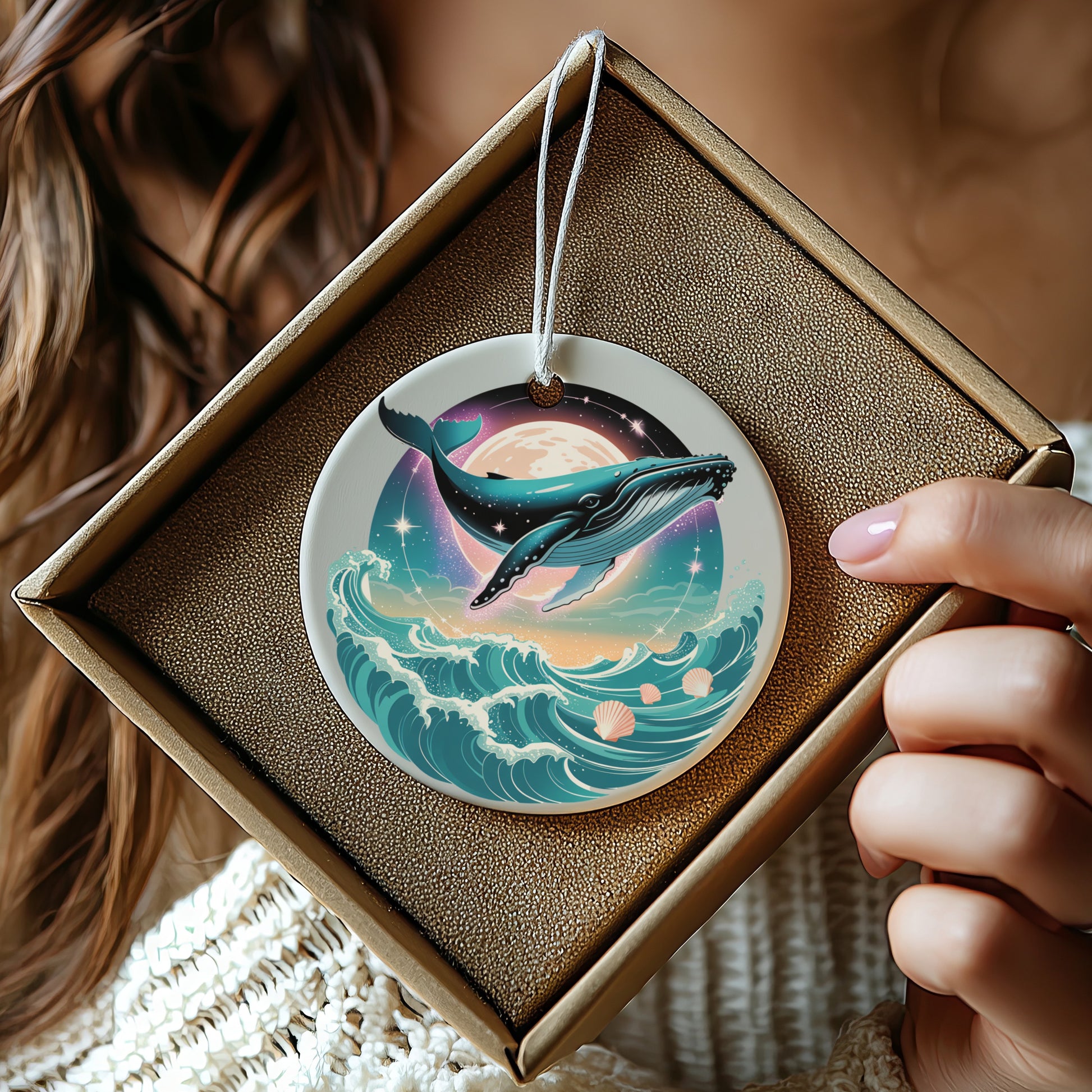 Whale Design Round Hanging Ornament product