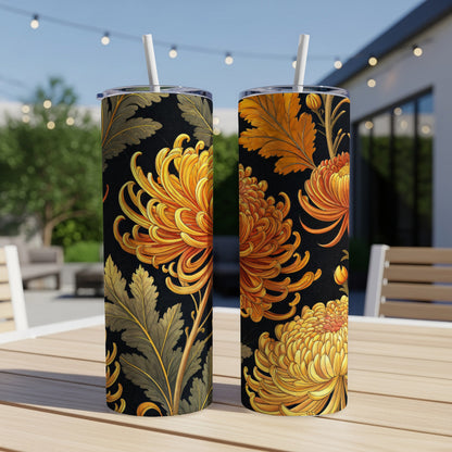 Exquisite Golden Chrysanthemum Floral Pattern Tumblers - Walk Greener