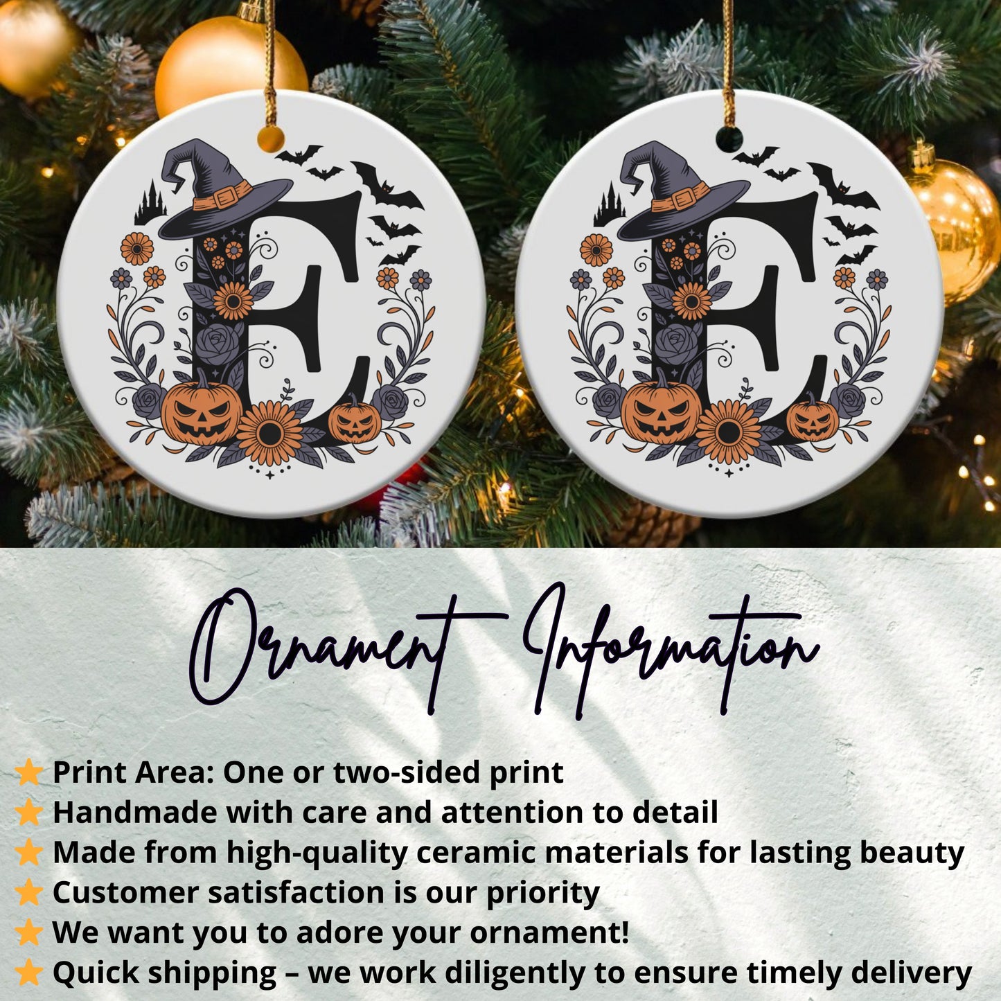 Halloween Witch and Pumpkin Design Ornament product
