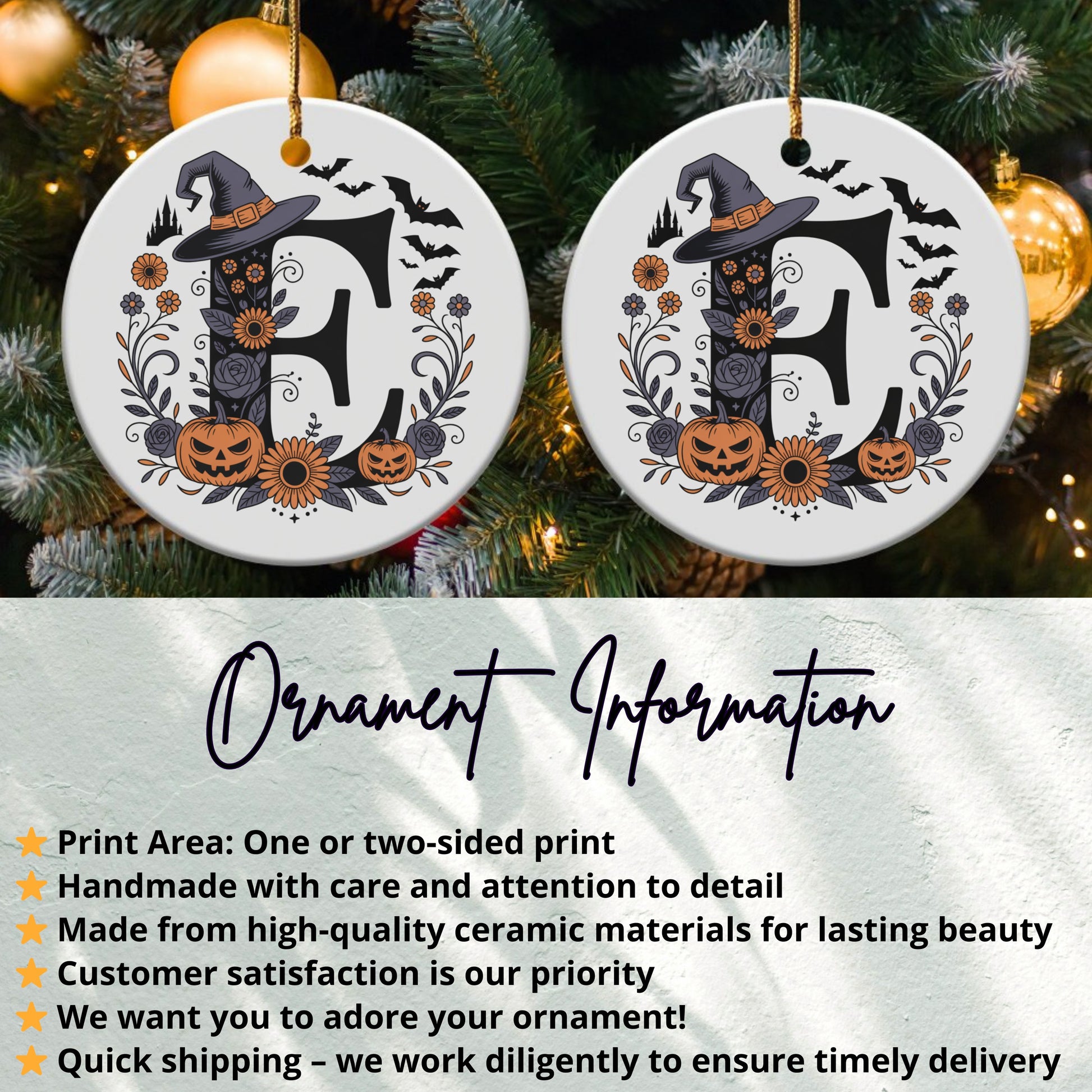 Halloween Witch and Pumpkin Design Ornament product