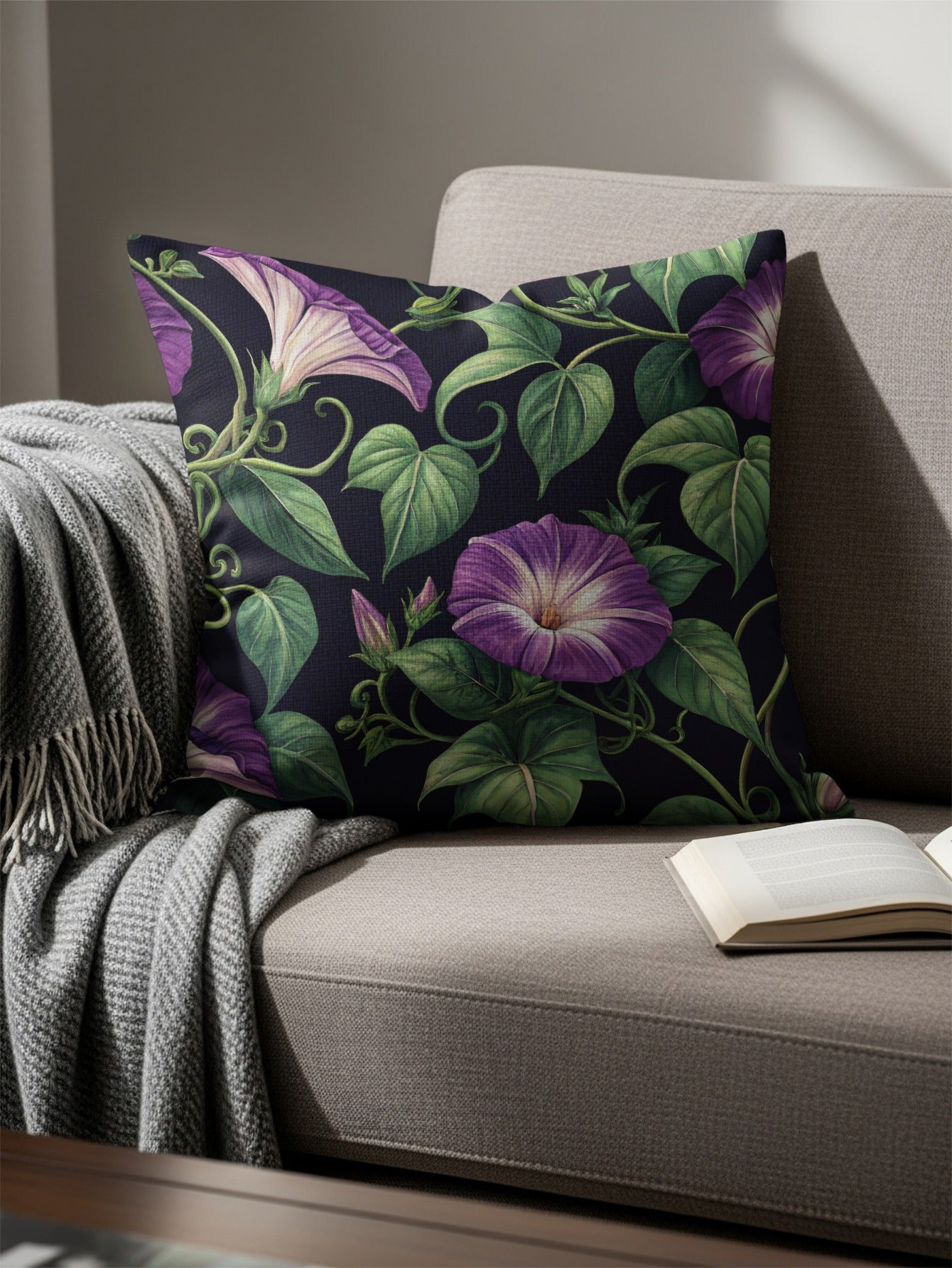 Elegant Purple Blooming Flower Design Cushion Cover