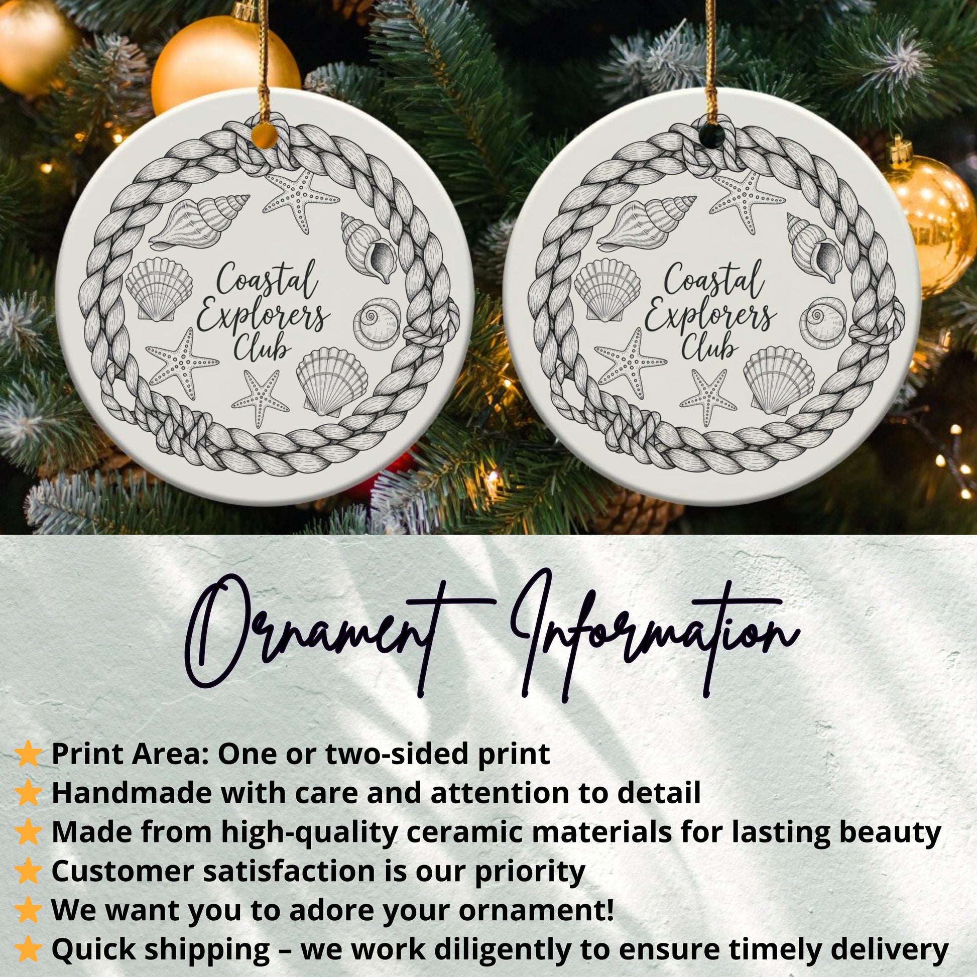 Coastal Explorers Club Ornament decorate your product