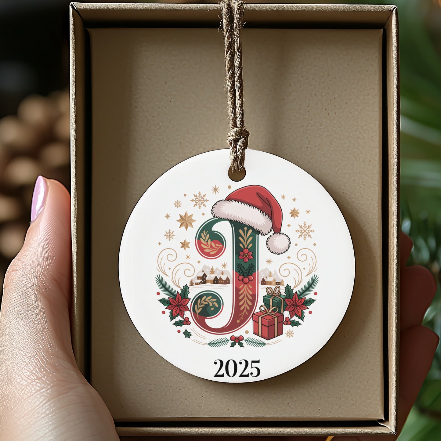 Personalized Christmas Ornament Initial J 2025 product type