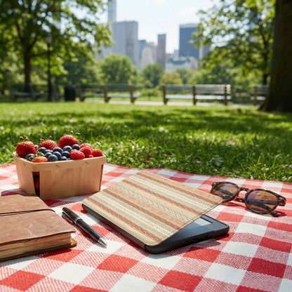 Stylish Tablet Cover on Checkered Picnic Blanket