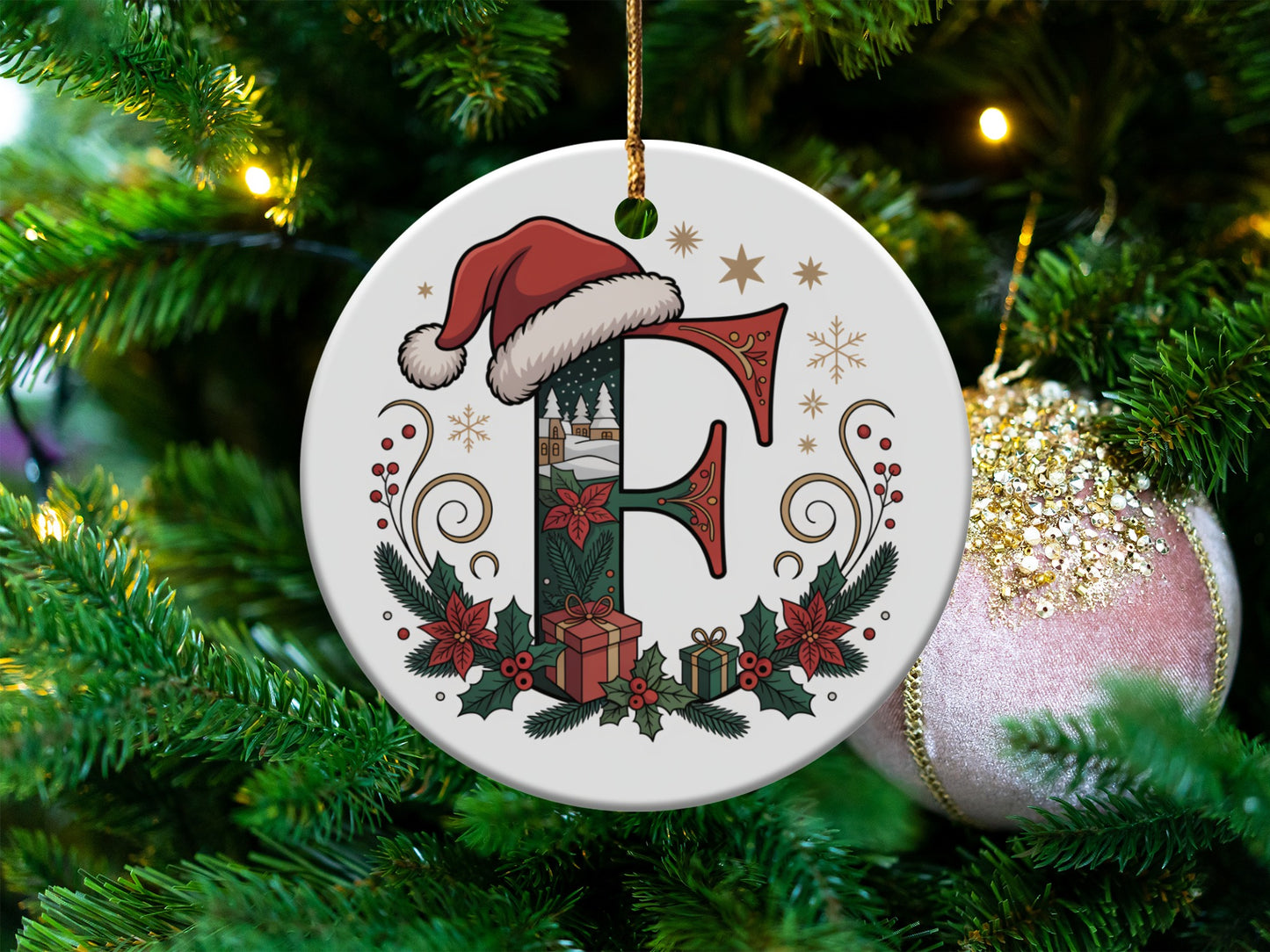 Festive Holiday Initial Ornament Christmas Product