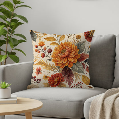 Autumn Floral Design Decorative Throw Pillow Cover