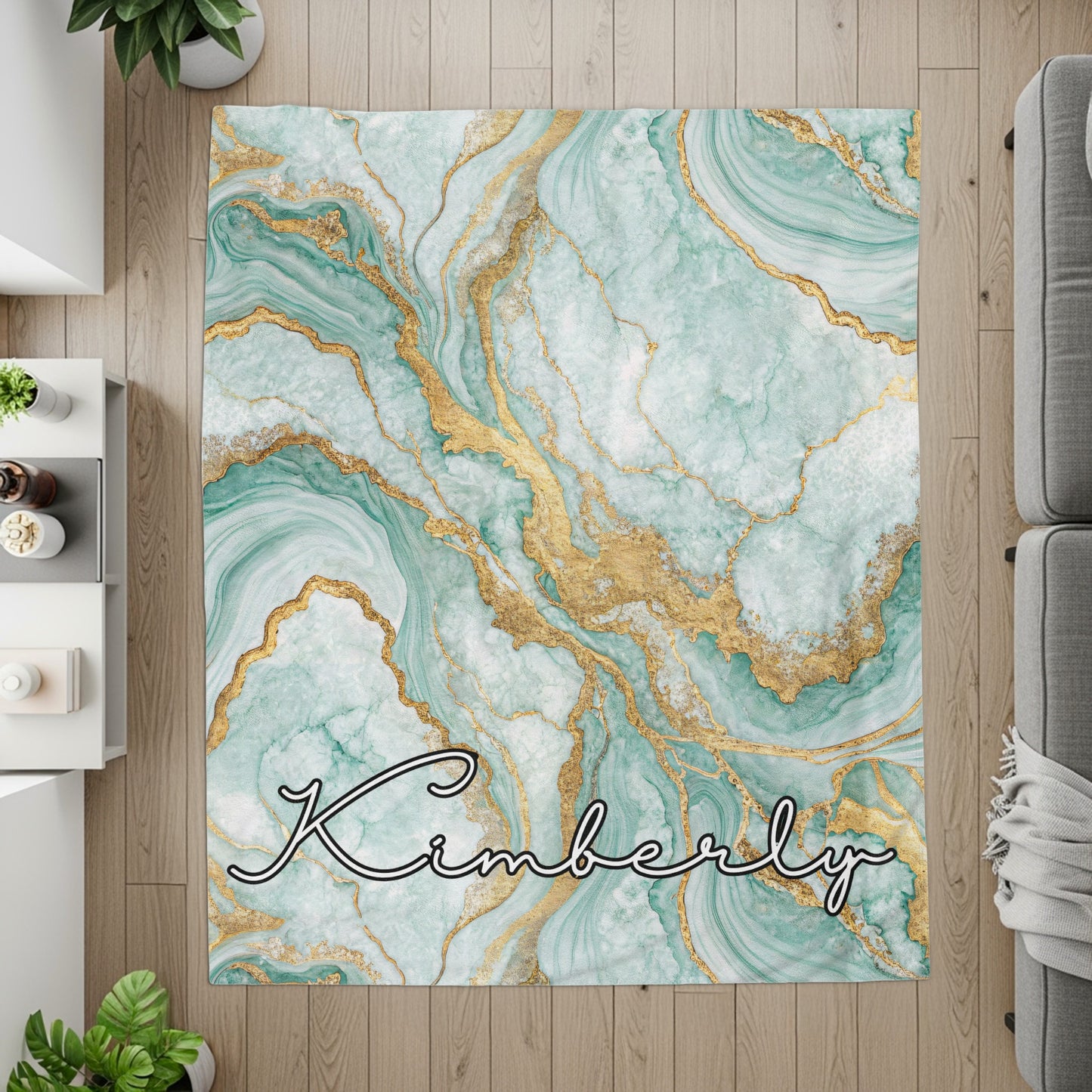 Personalized Kimberly Marble Design Floor Rug