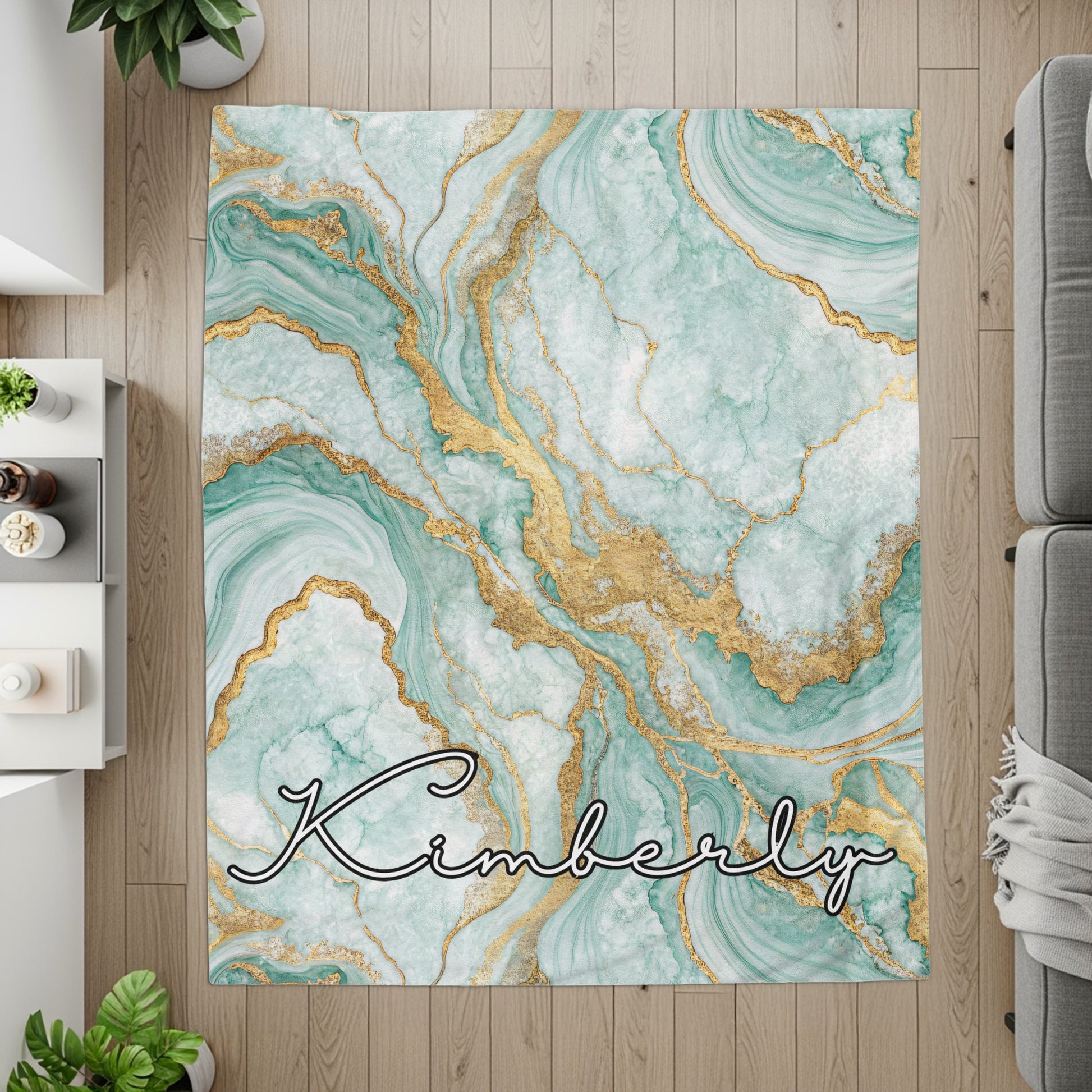 Personalized Kimberly Marble Design Floor Rug