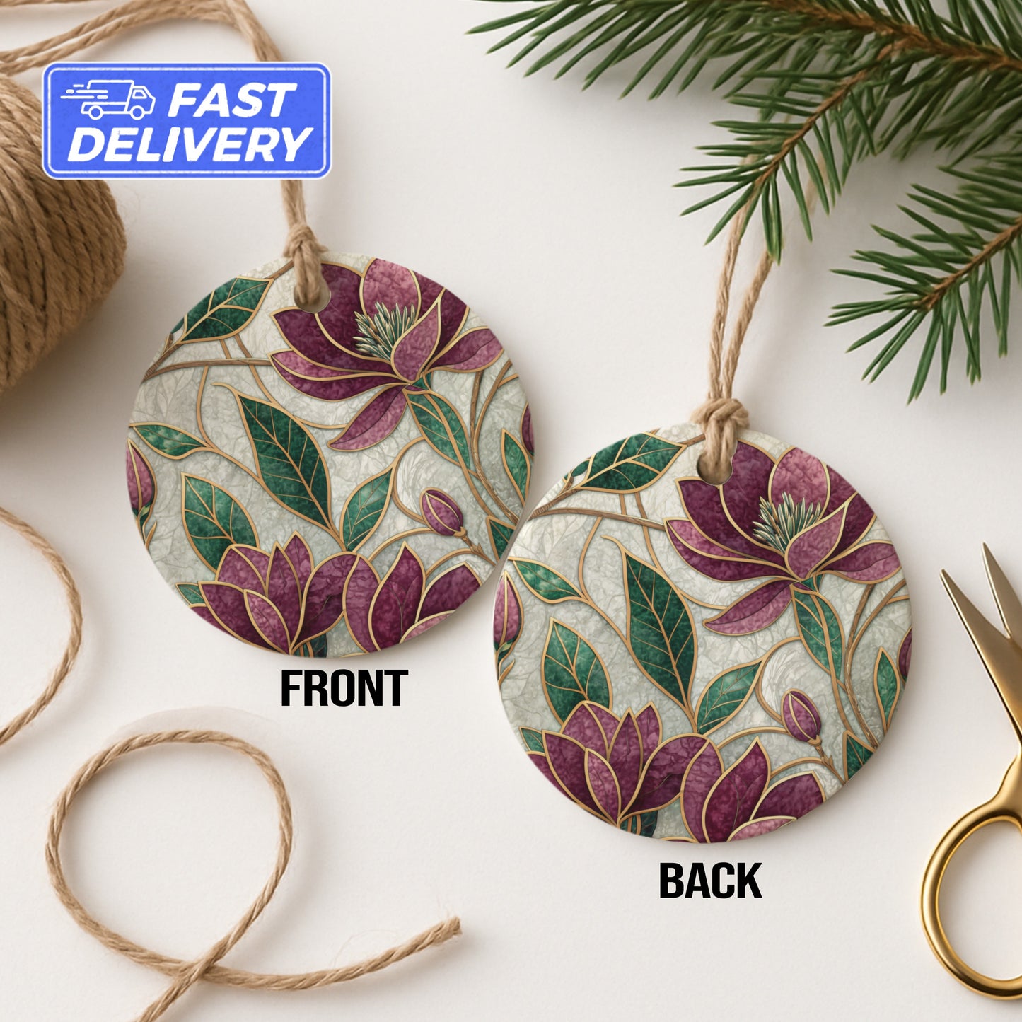 Beautiful Floral Print Round Hanging Ornament Decor