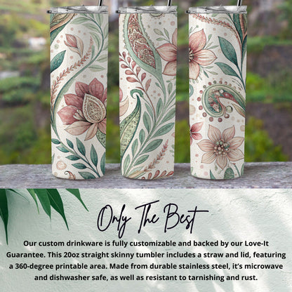 Floral Garden Paisley Design Perfect 20 oz Skinny Tumbler - Walk Greener