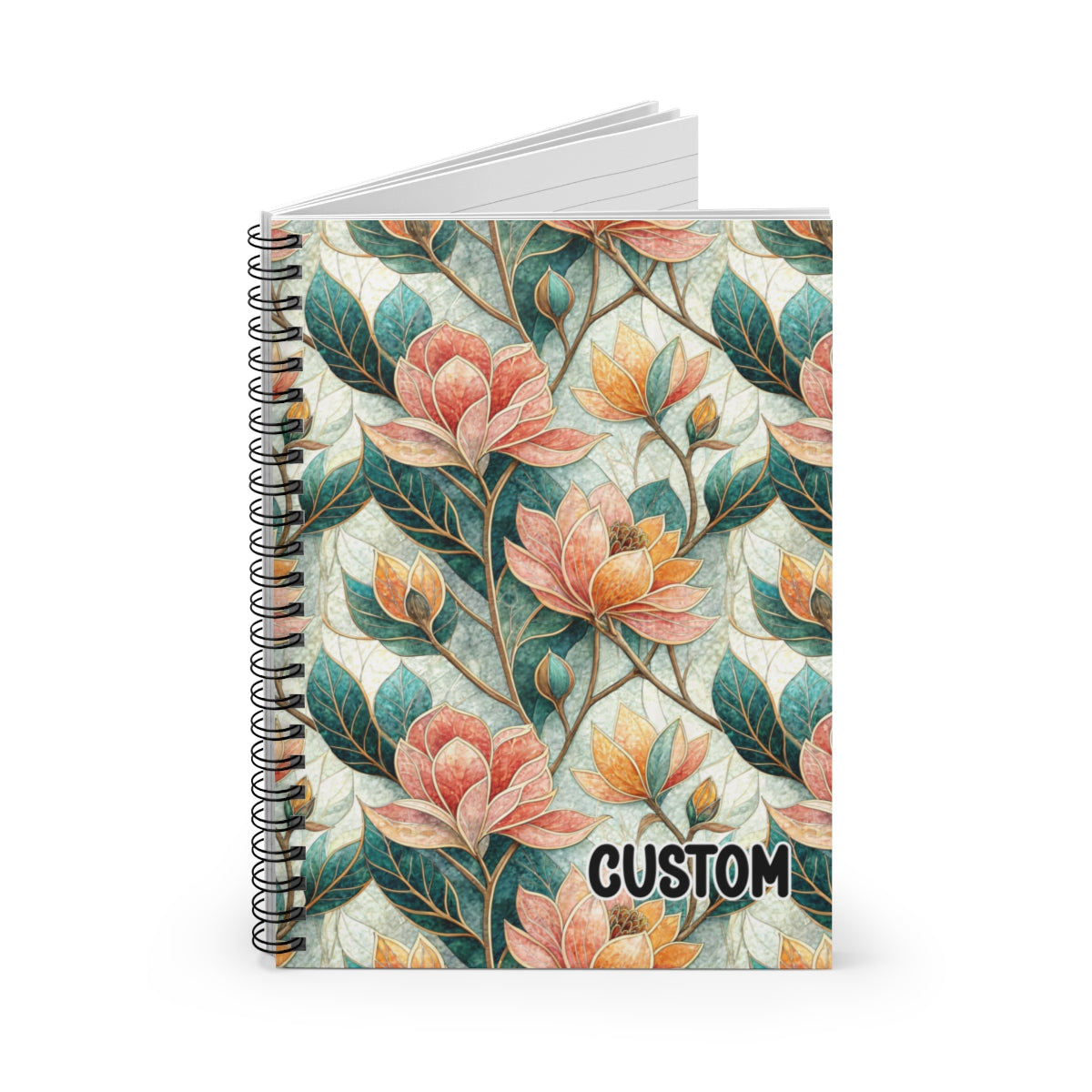 Custom Floral Pattern Spiral Notebook Journal