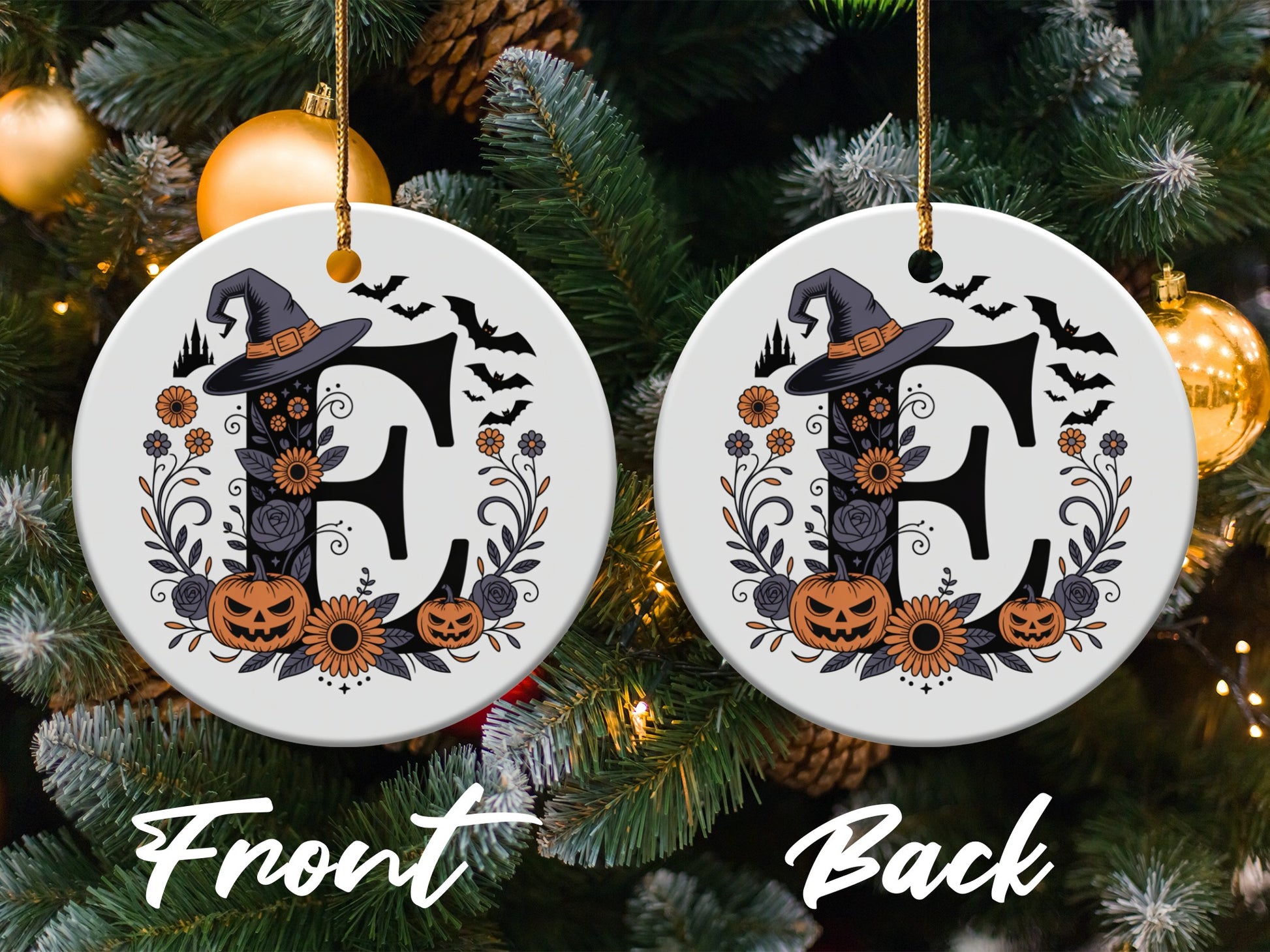 Personalized Halloween Monogram Christmas Ornament product type