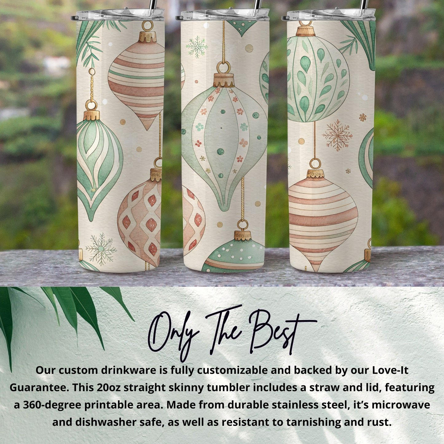 Elegant Ornament Design Custom Skinny Tumbler 20oz