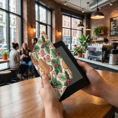 Festive Gingerbread and Holly Tablet Sleeve Cover
